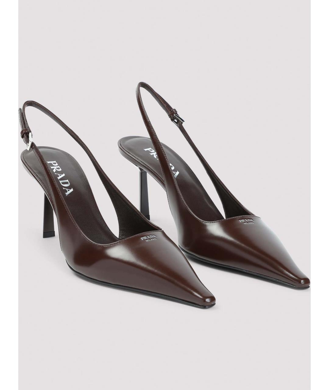 PRADA Коричневые кожаные туфли, фото 3