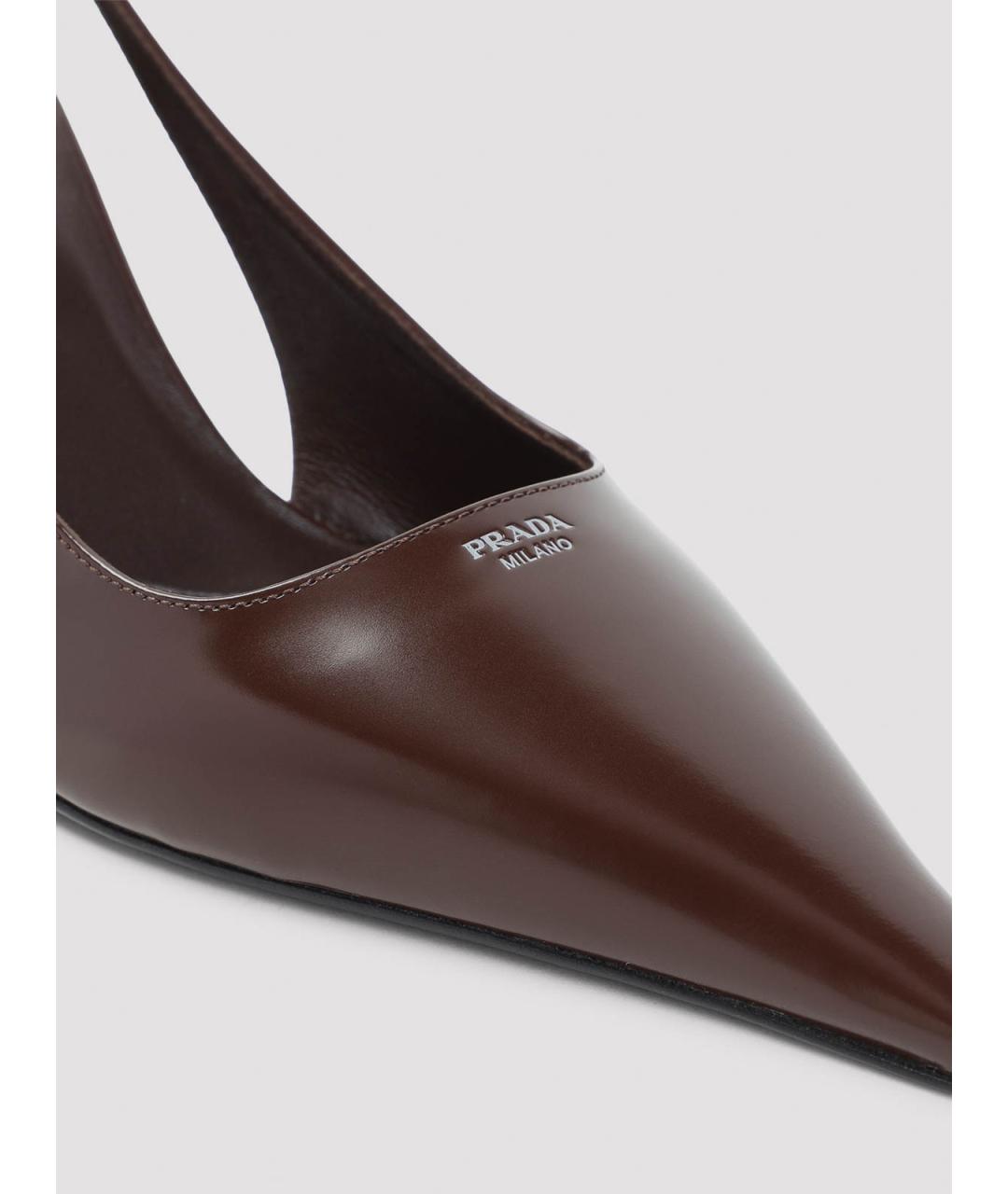 PRADA Коричневые кожаные туфли, фото 4