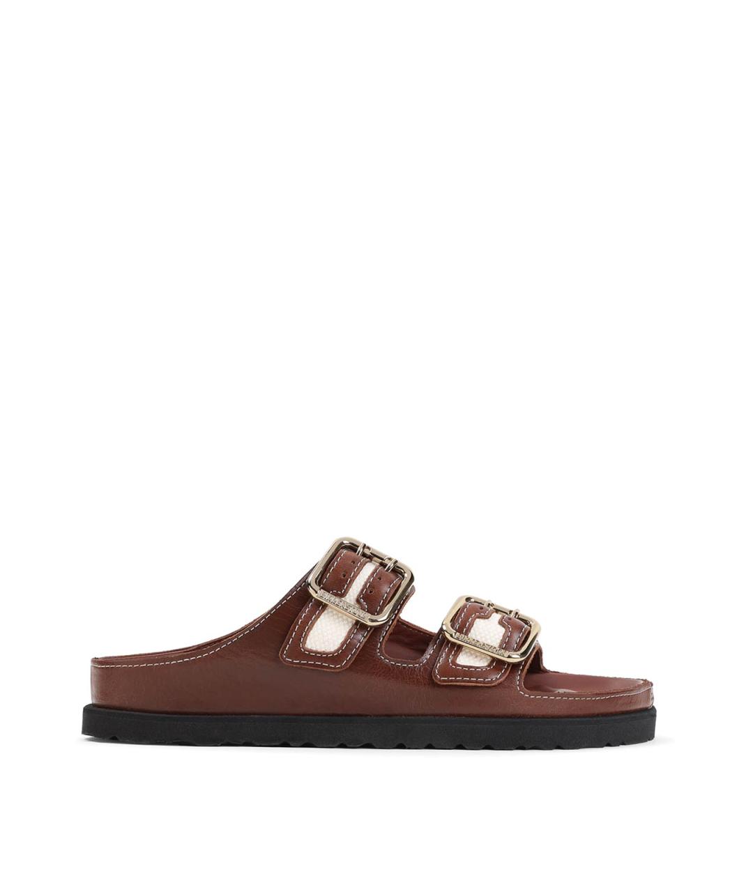 BIRKENSTOCK Коричневые кожаные сандалии, фото 1
