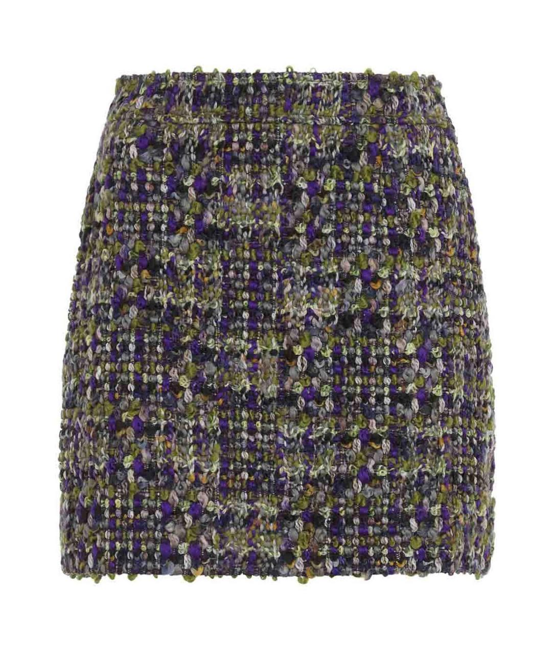 SAINT LAURENT Зеленая шерстяная юбка мини, фото 1