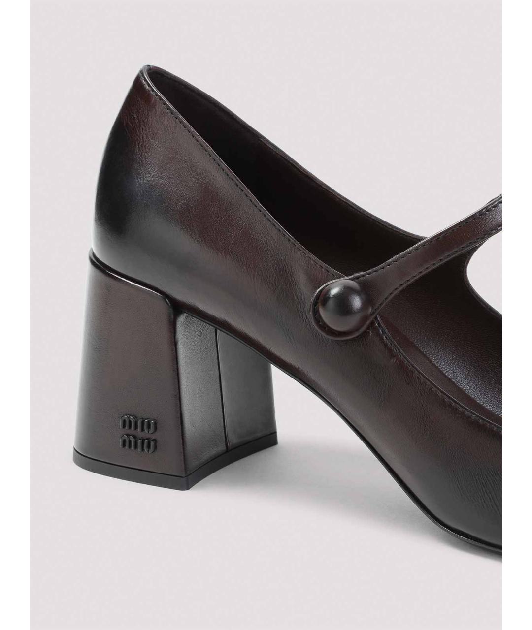 MIU MIU Коричневые кожаные туфли, фото 4
