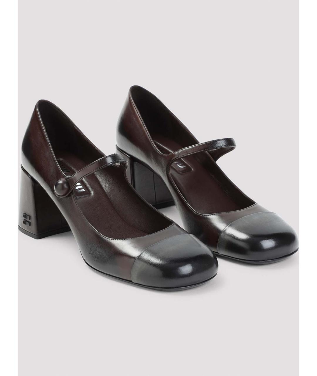 MIU MIU Коричневые кожаные туфли, фото 3