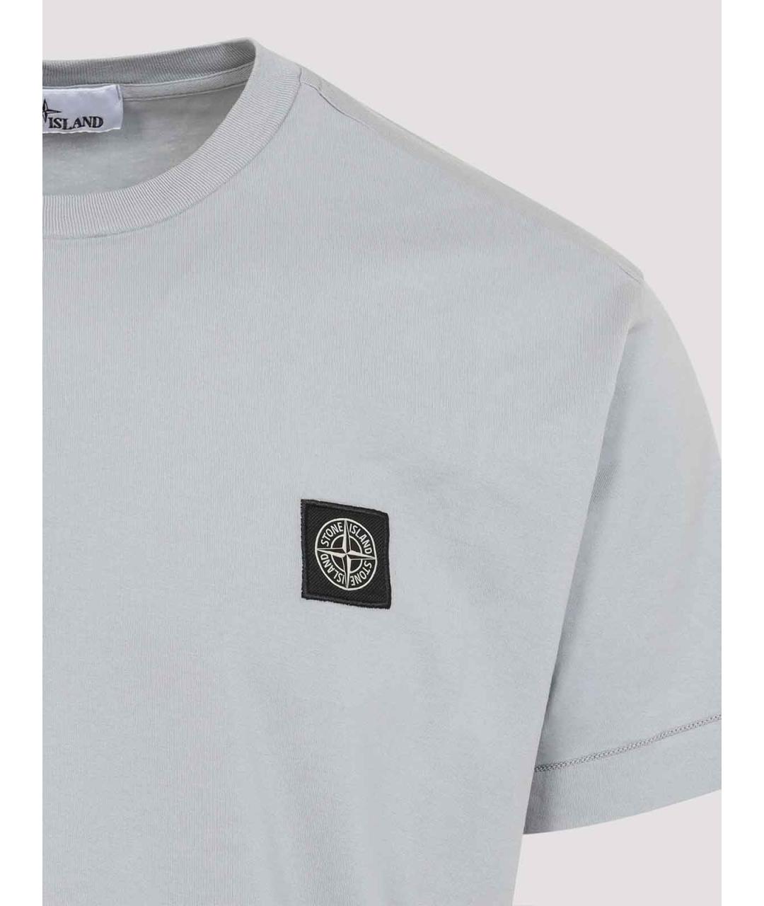 STONE ISLAND Серая хлопковая футболка, фото 3