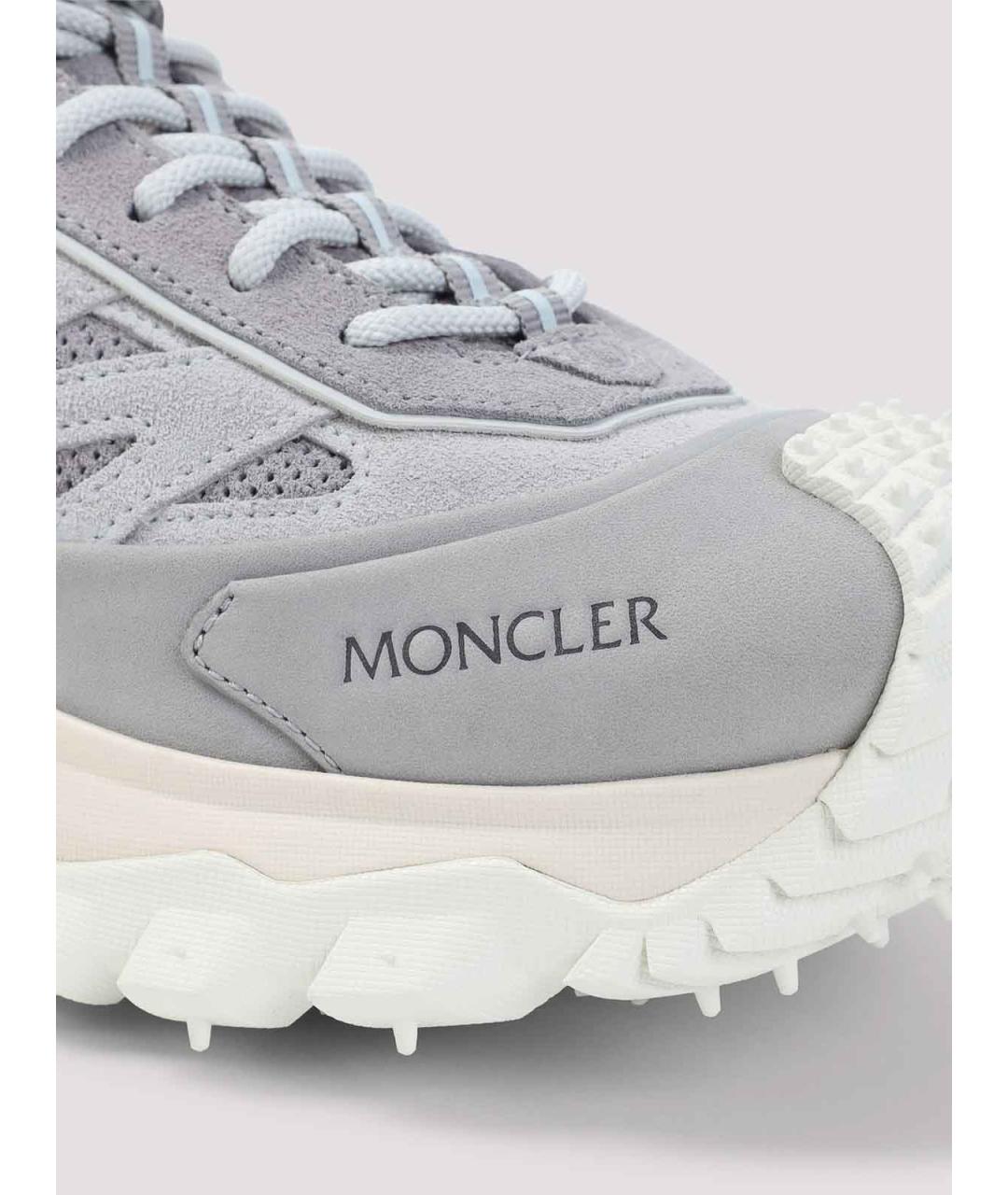 MONCLER Серые замшевые низкие кроссовки / кеды, фото 4