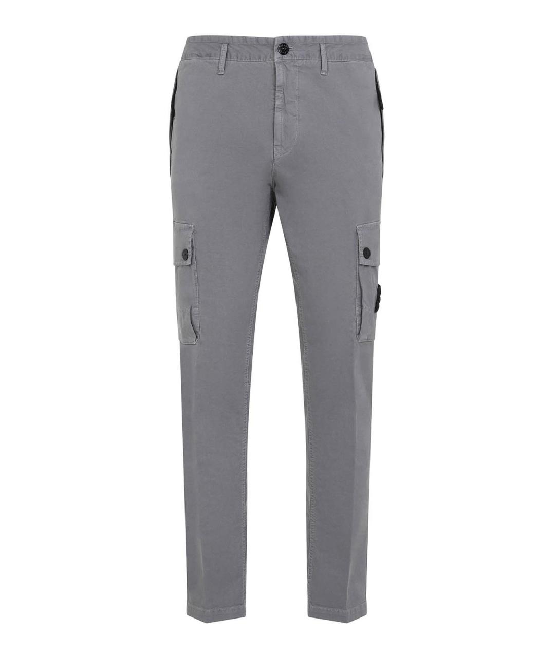 STONE ISLAND Серые хлопковые повседневные брюки, фото 1