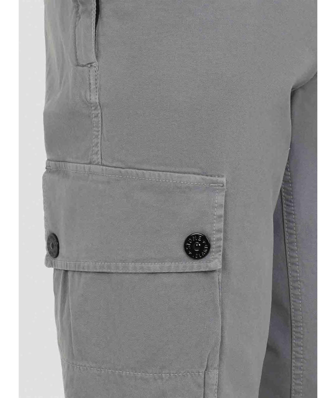 STONE ISLAND Серые хлопковые повседневные брюки, фото 3