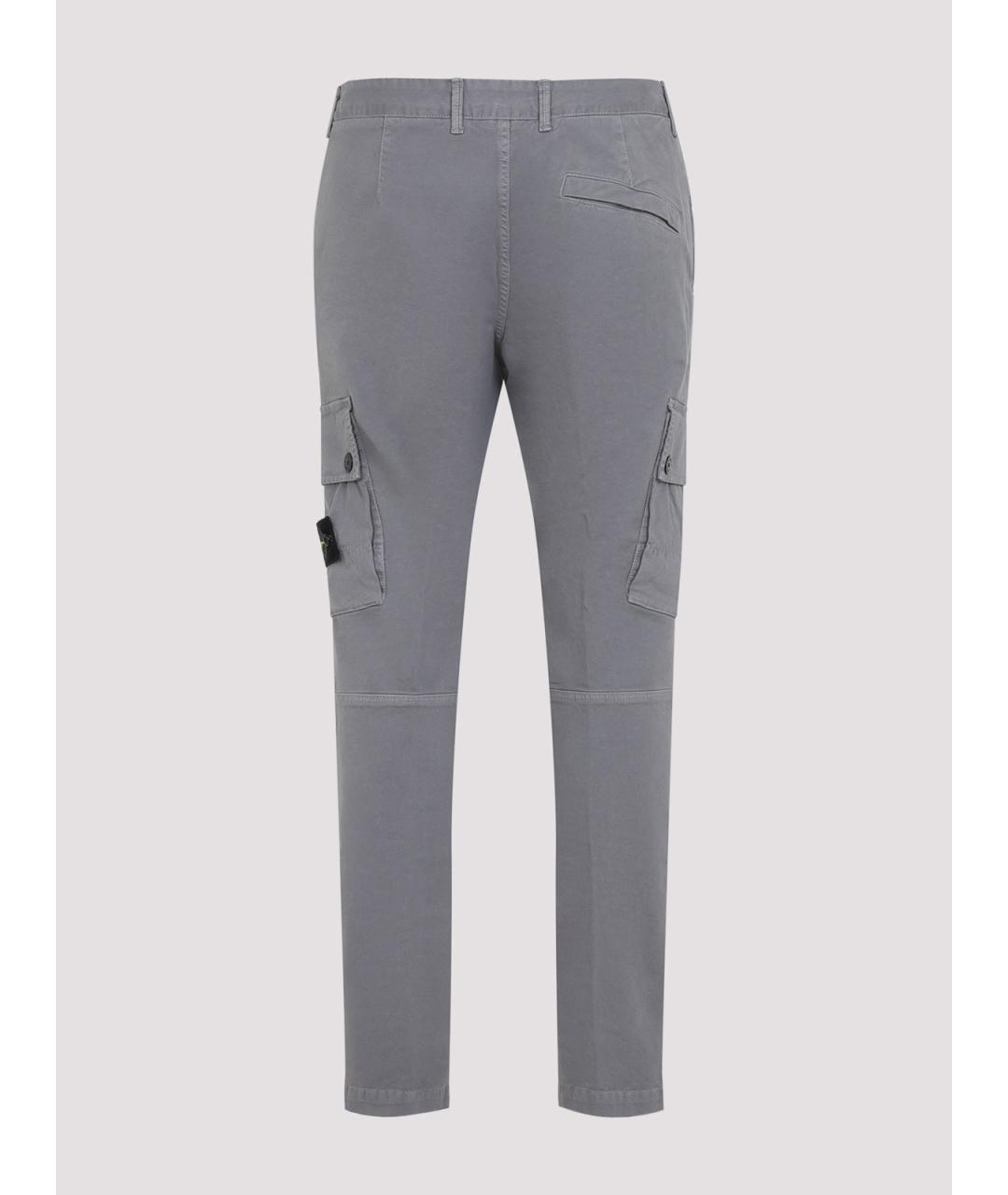 STONE ISLAND Серые хлопковые повседневные брюки, фото 2