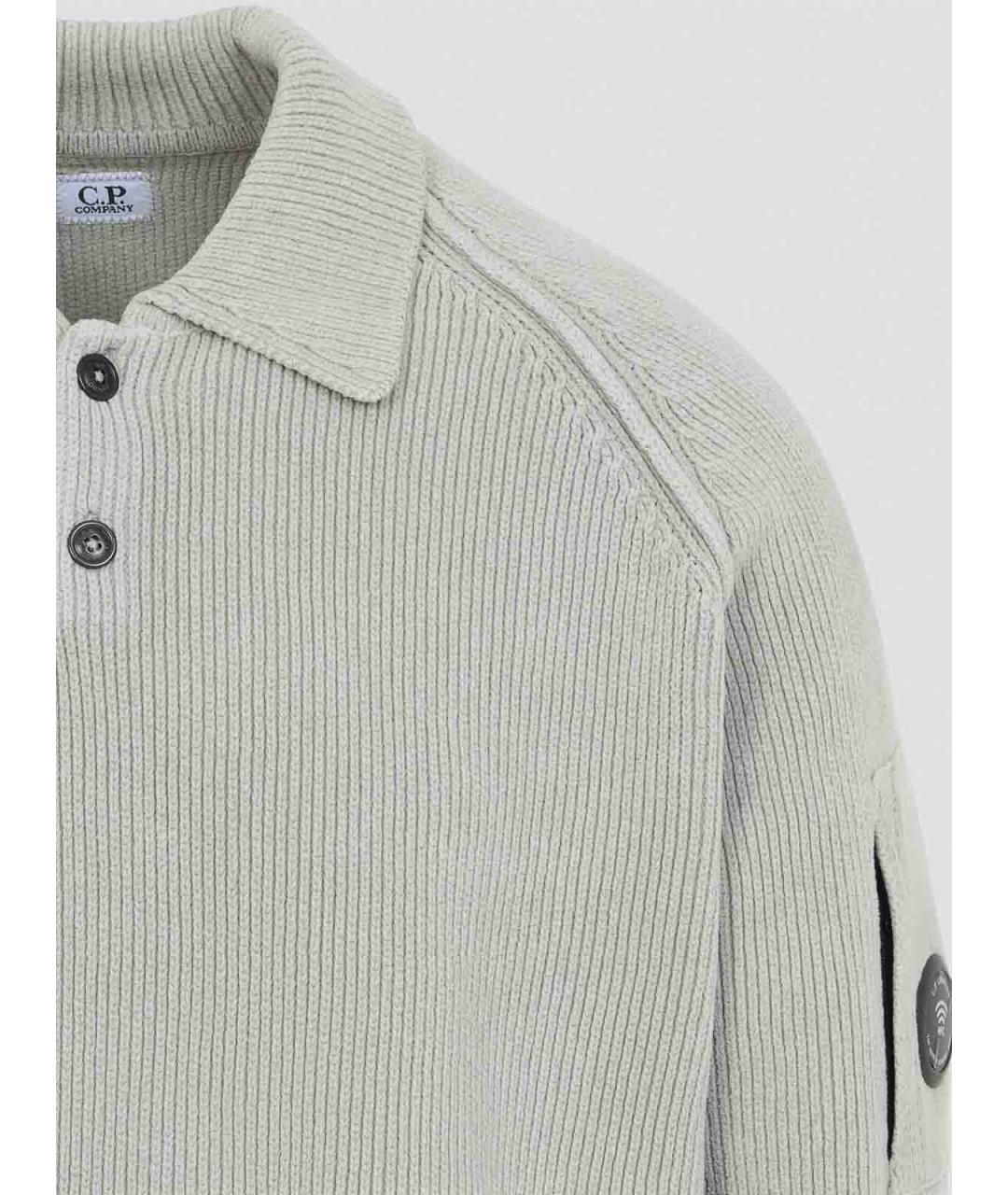CP COMPANY Серое хлопковое поло с длинным рукавом, фото 3