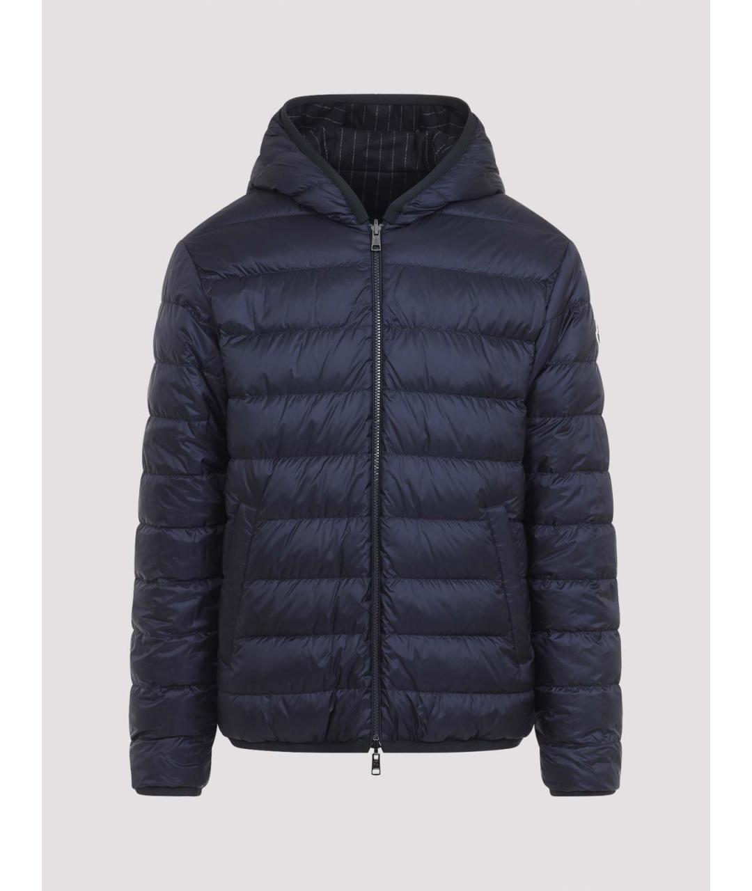 MONCLER Темно-синий полиэстеровый пуховик, фото 5