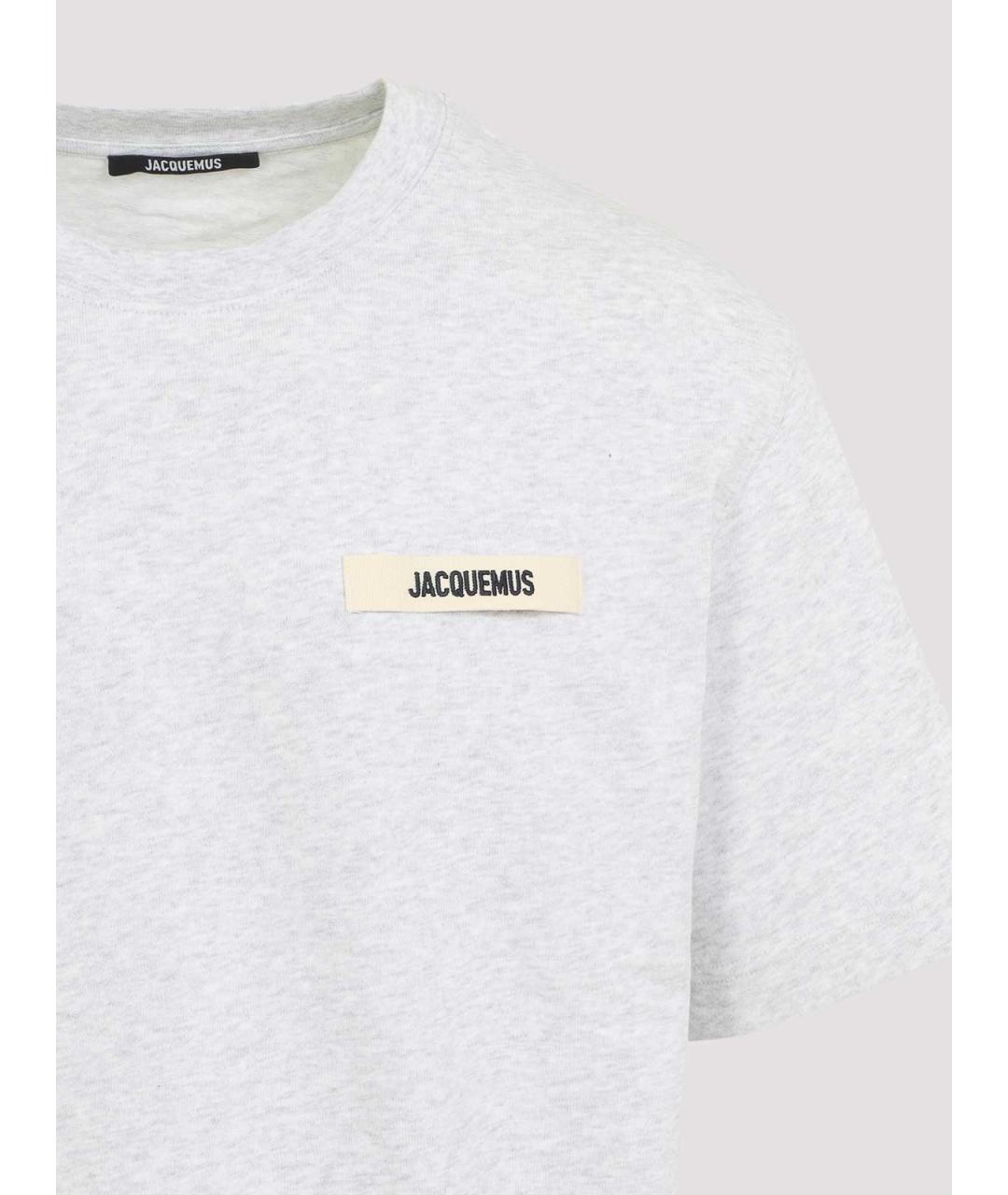 JACQUEMUS Серая хлопковая футболка, фото 3