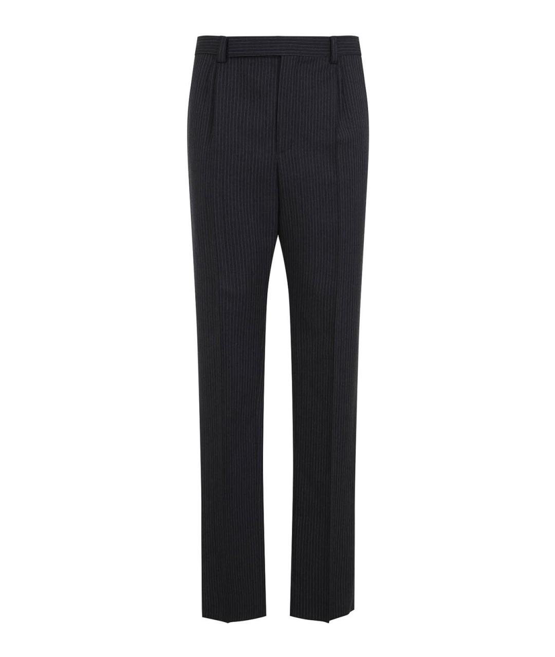 SAINT LAURENT Серые шерстяные повседневные брюки, фото 1