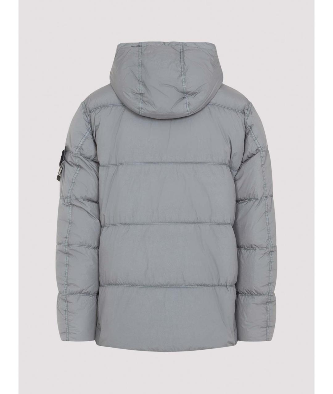 STONE ISLAND Серый полиамидовый пуховик, фото 2