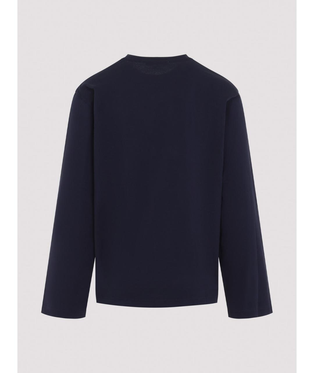 ACNE STUDIOS Синее хлопковое поло с длинным рукавом, фото 2
