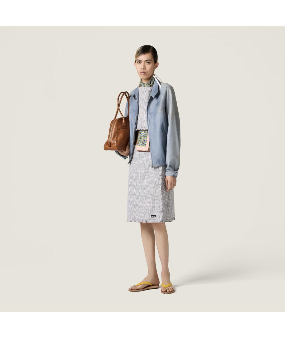 MIU MIU Синяя кожаная куртка, фото 5