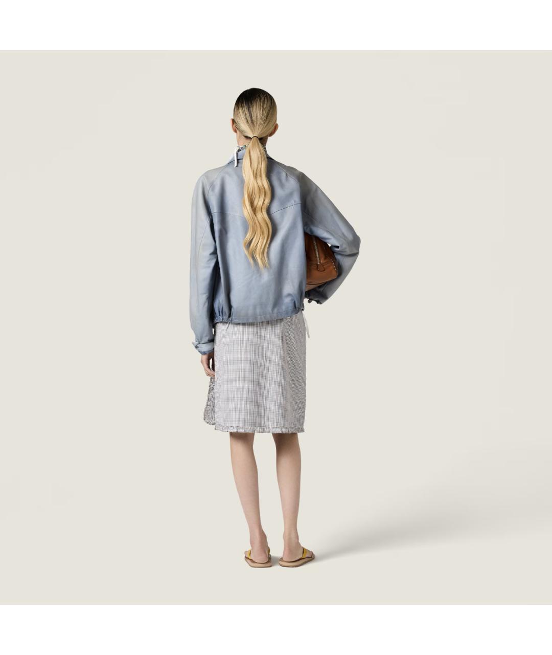 MIU MIU Синяя кожаная куртка, фото 6