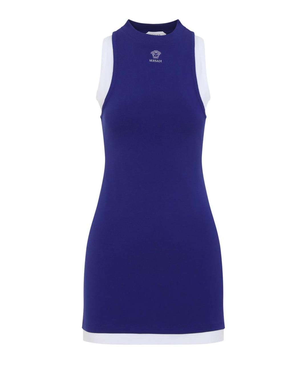 VERSACE Синее хлопковое повседневное платье, фото 1