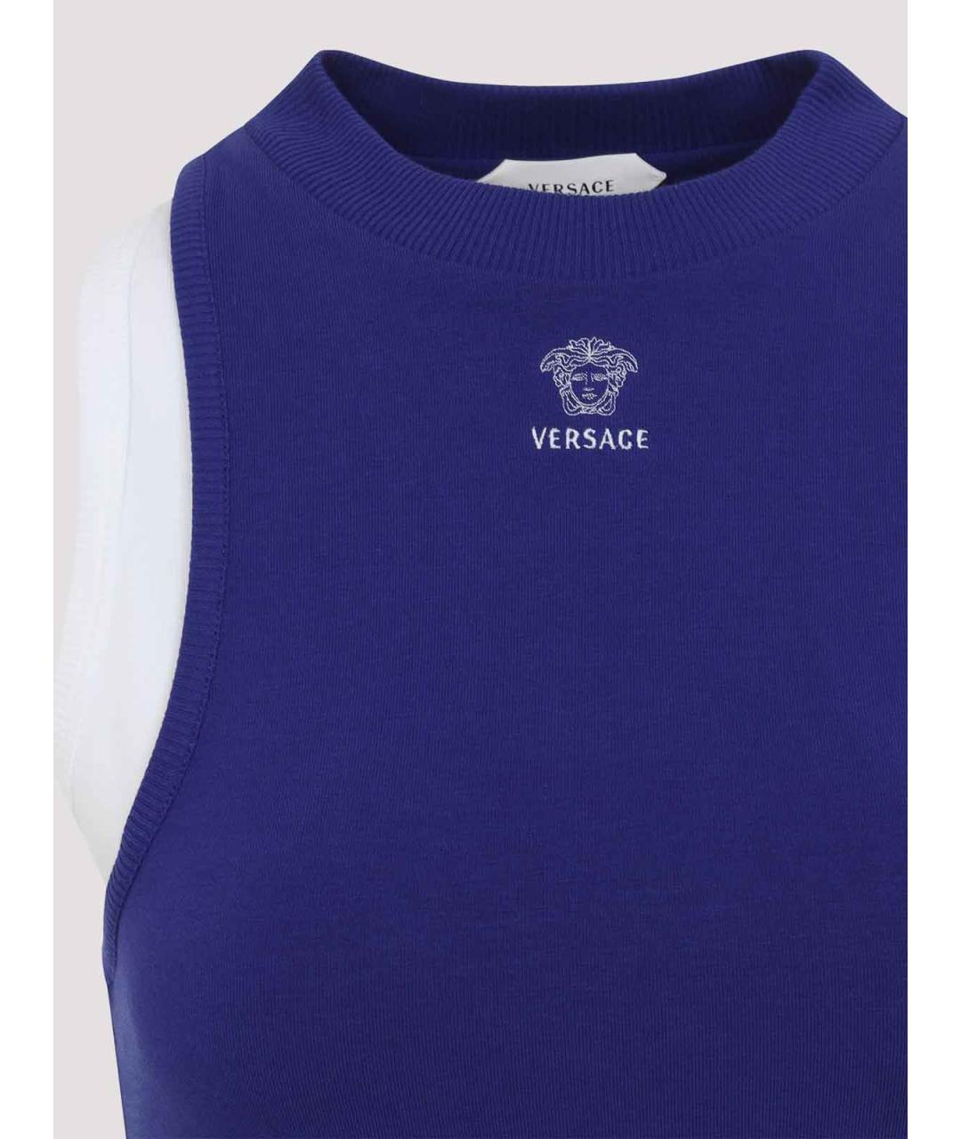 VERSACE Синее хлопковое повседневное платье, фото 3