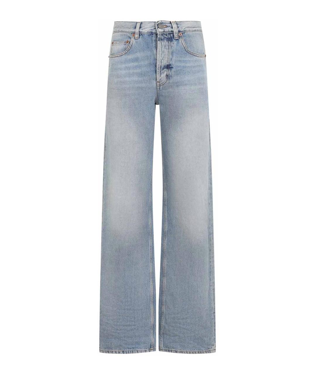 SAINT LAURENT Синие хлопковые прямые джинсы, фото 1