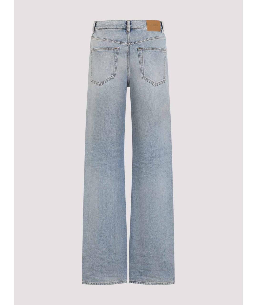 SAINT LAURENT Синие хлопковые прямые джинсы, фото 2