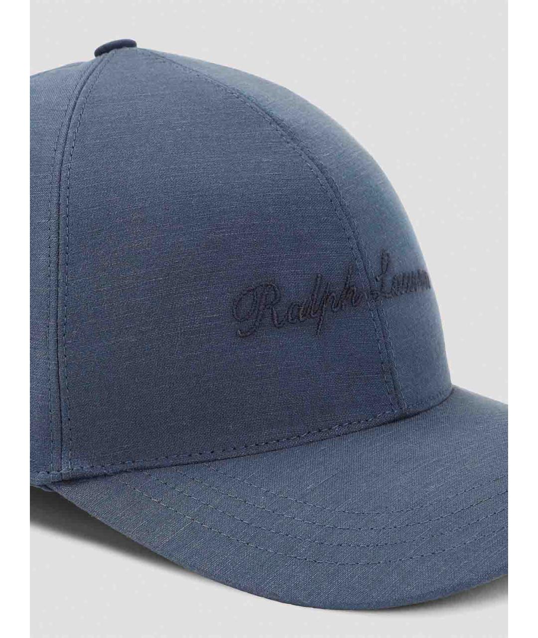 RALPH LAUREN PURPLE LABEL Синяя льняная кепка/бейсболка, фото 3