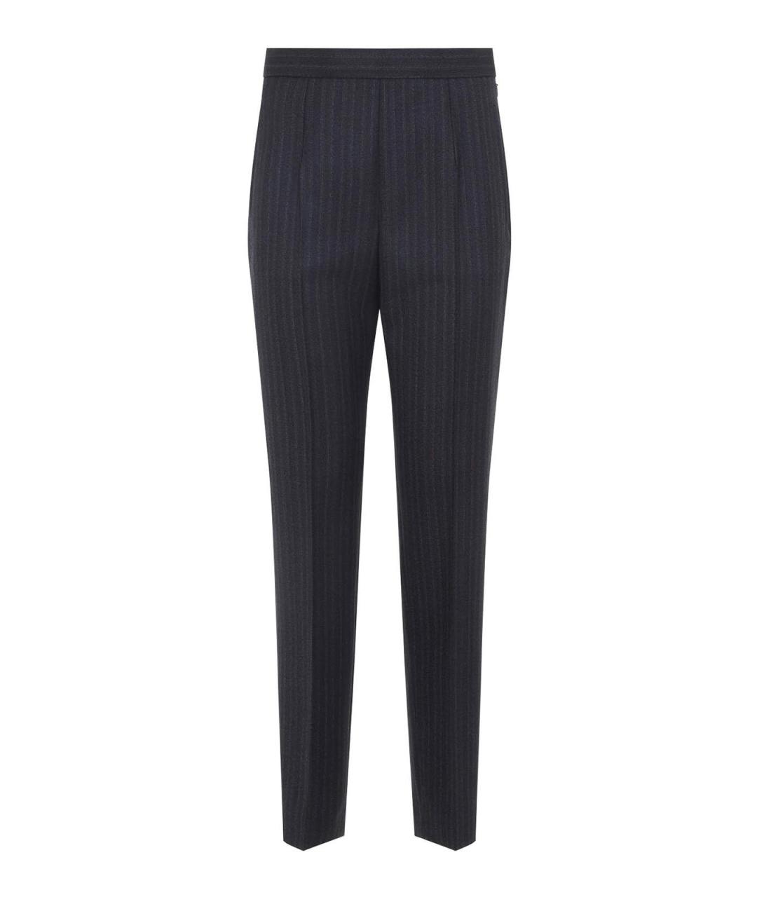 JIL SANDER Синие шерстяные прямые брюки, фото 1