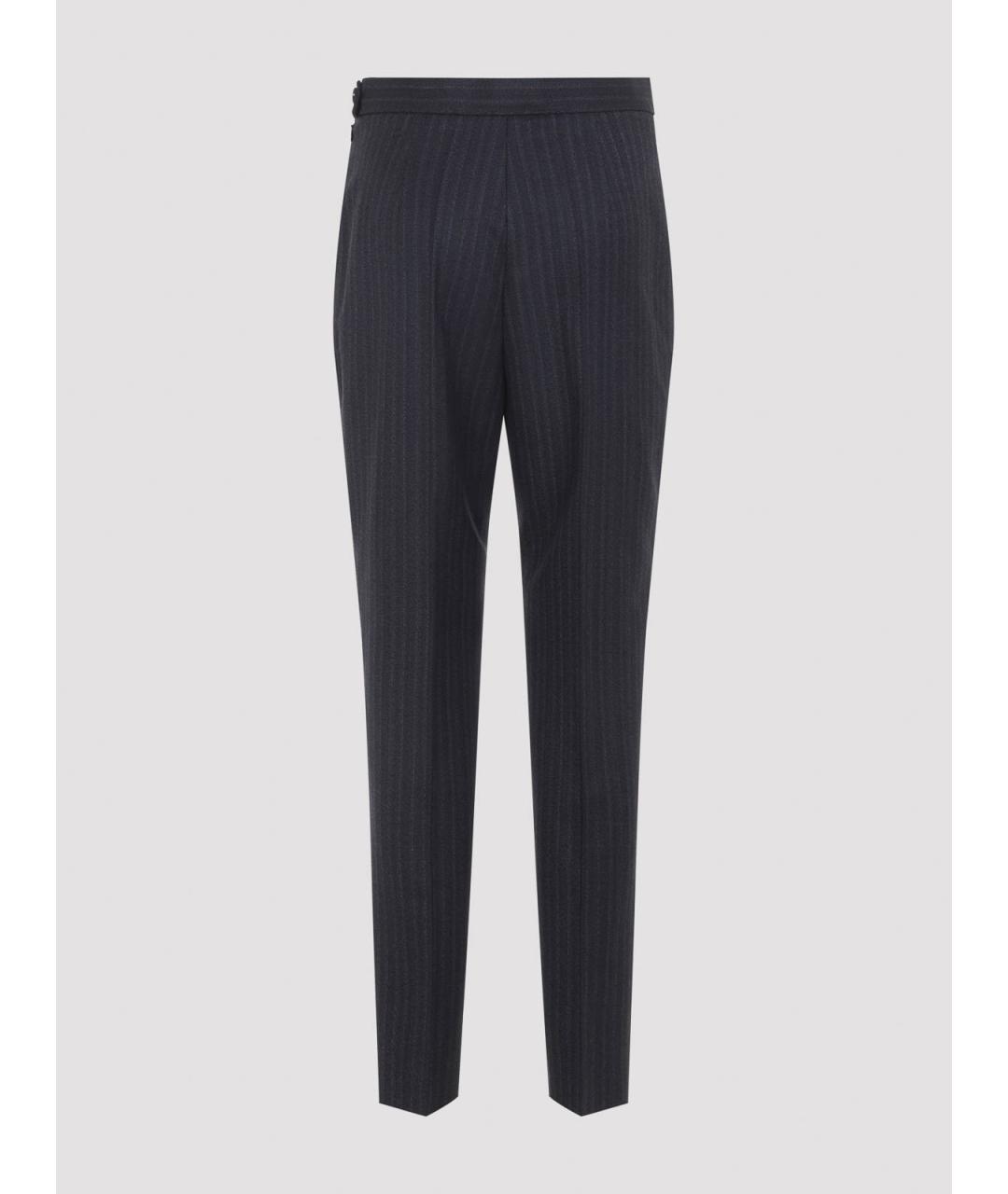JIL SANDER Синие шерстяные прямые брюки, фото 2