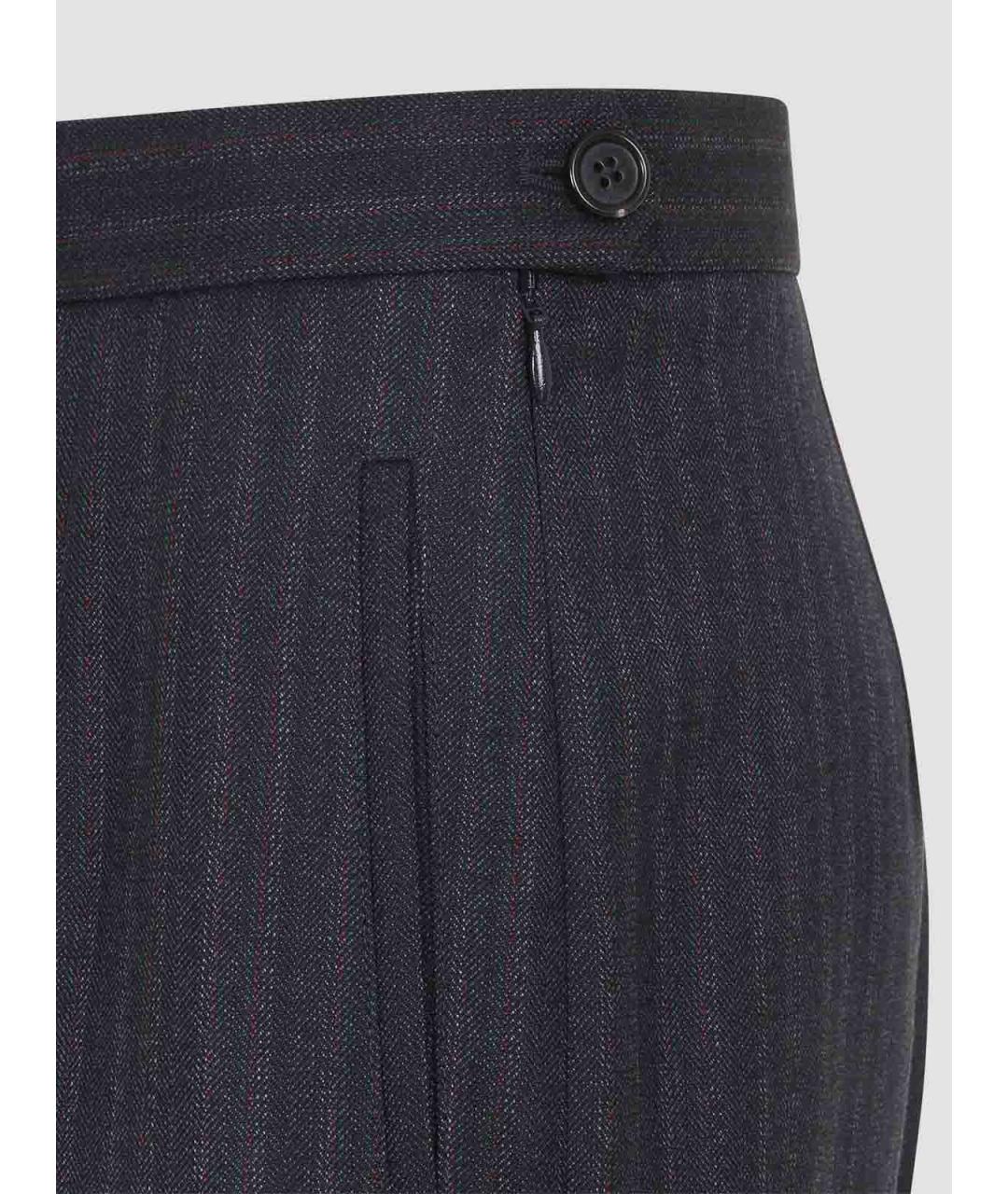 JIL SANDER Синие шерстяные прямые брюки, фото 3