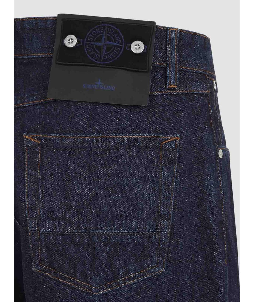 STONE ISLAND Синие хлопковые прямые джинсы, фото 3