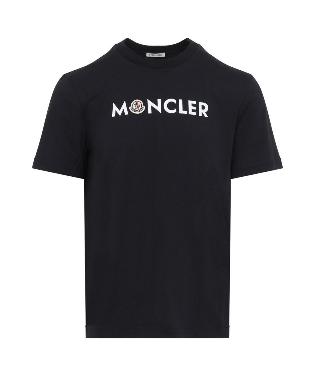 MONCLER Темно-синяя хлопковая футболка, фото 1