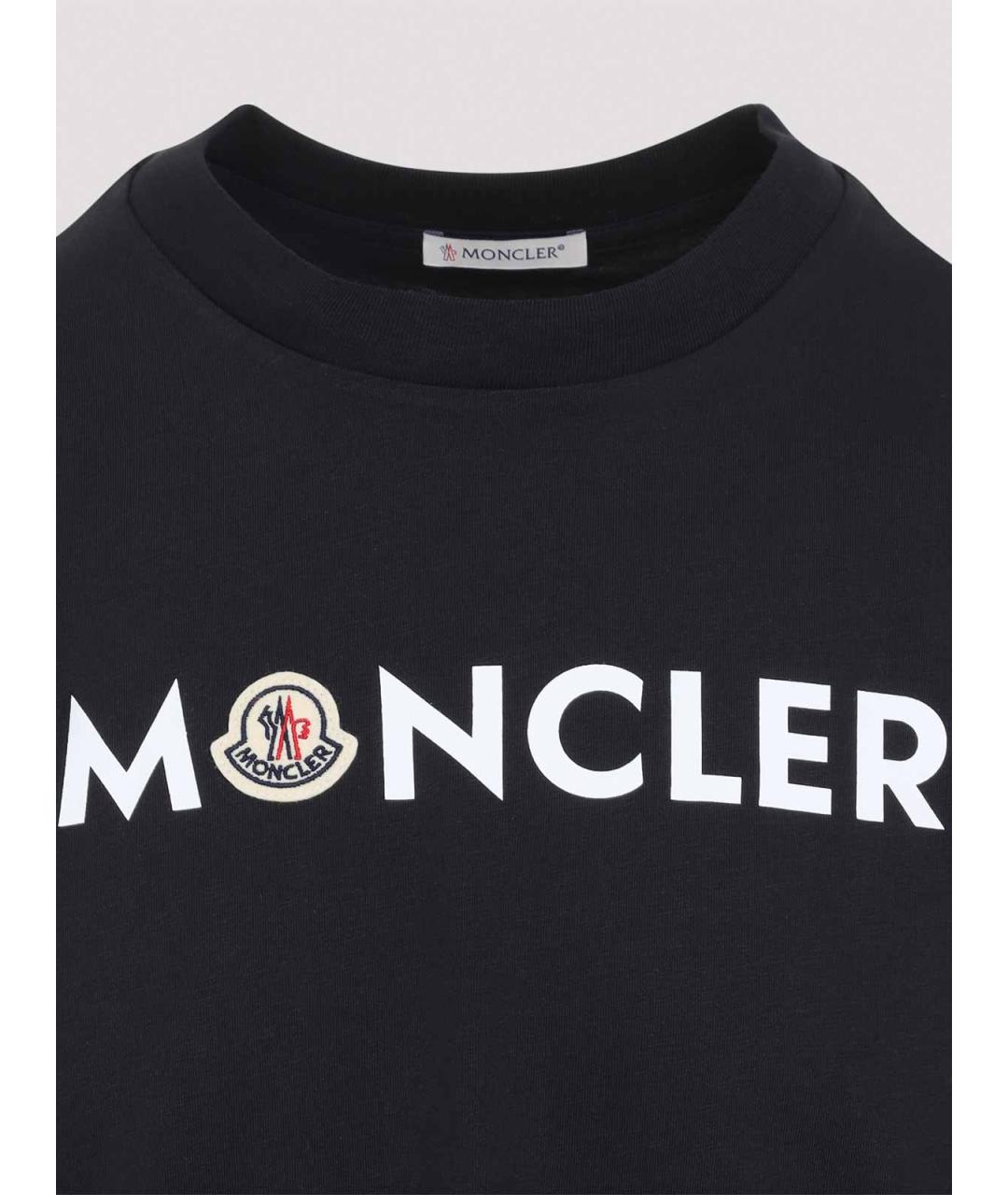 MONCLER Темно-синяя хлопковая футболка, фото 3