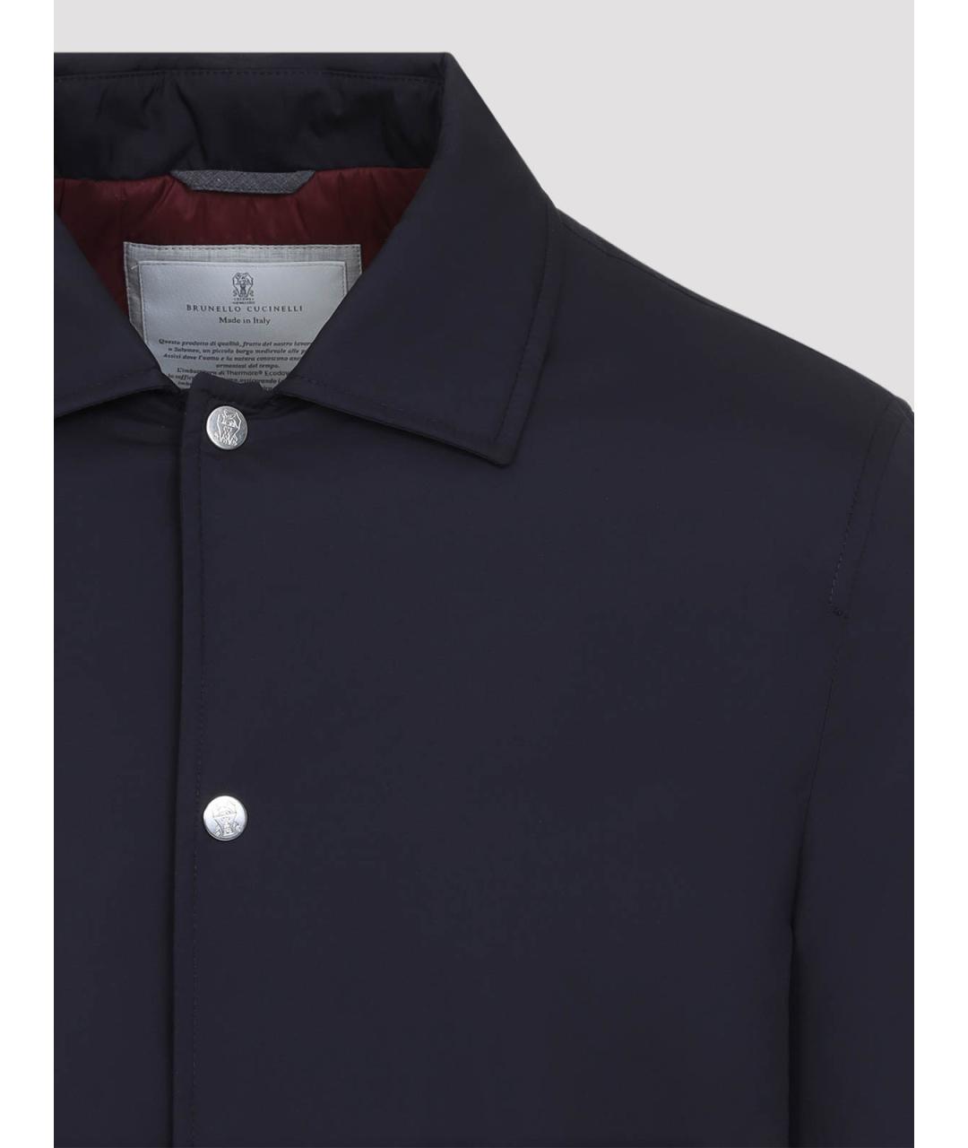 BRUNELLO CUCINELLI Темно-синяя полиэстеровая куртка, фото 3