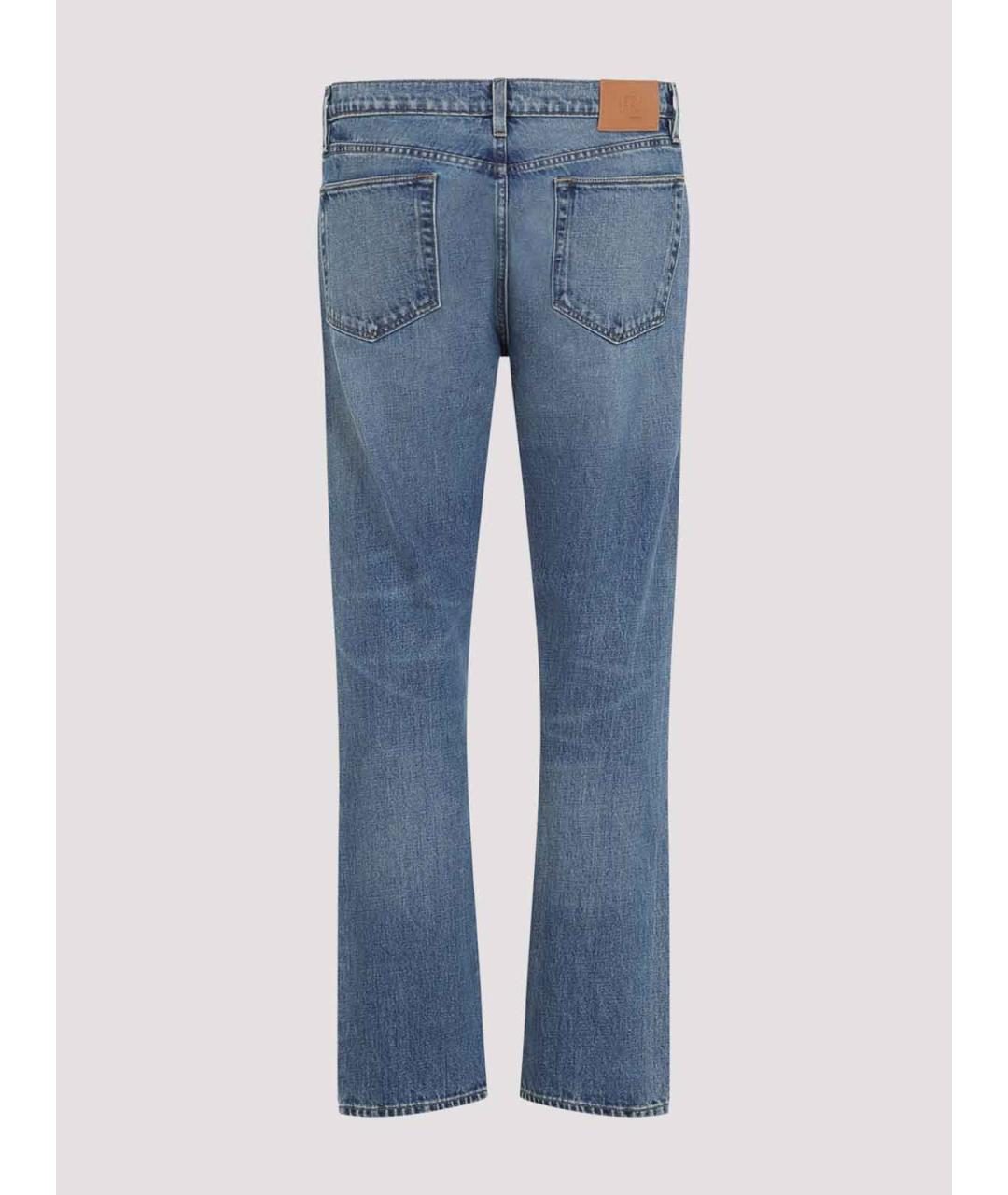 RALPH LAUREN PURPLE LABEL Синие хлопковые прямые джинсы, фото 2
