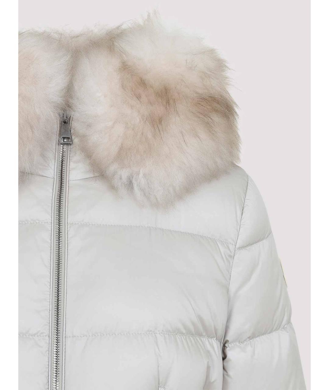 MONCLER Бежевый полиамидовый пуховик, фото 4