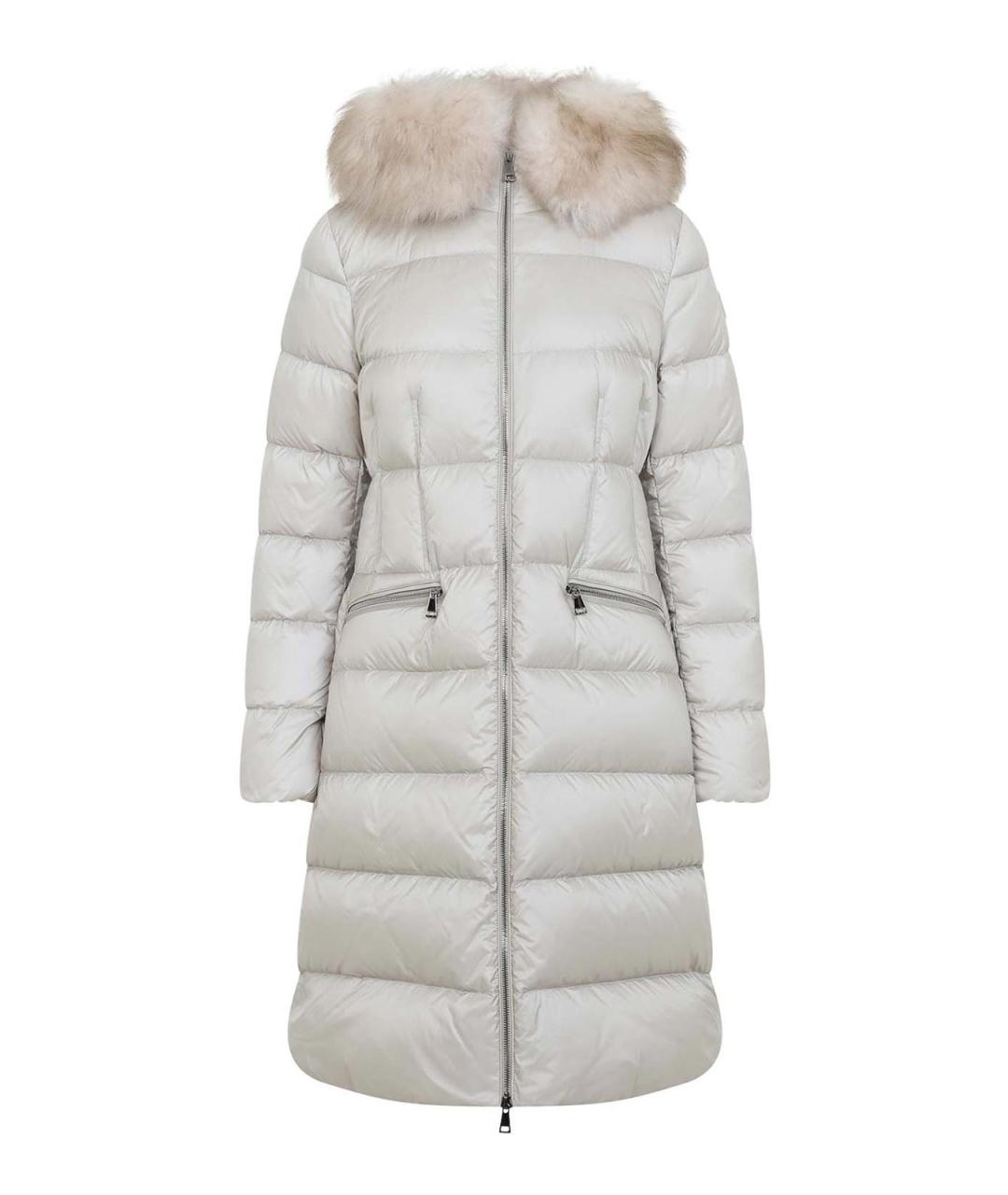MONCLER Бежевый полиамидовый пуховик, фото 1