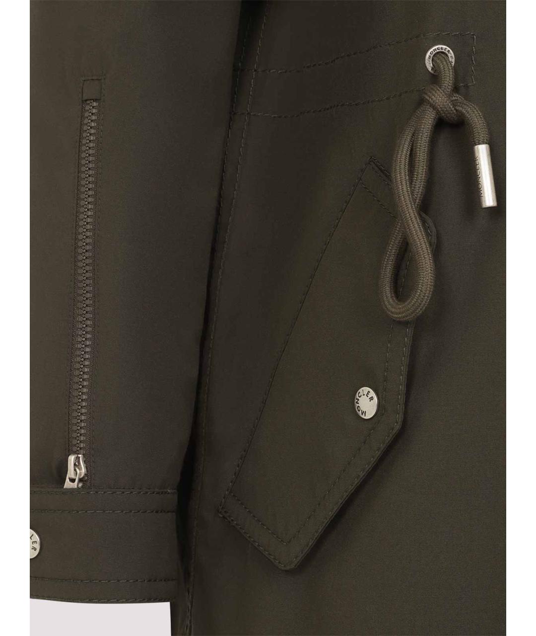 MONCLER Зеленая полиэстеровая парка, фото 3