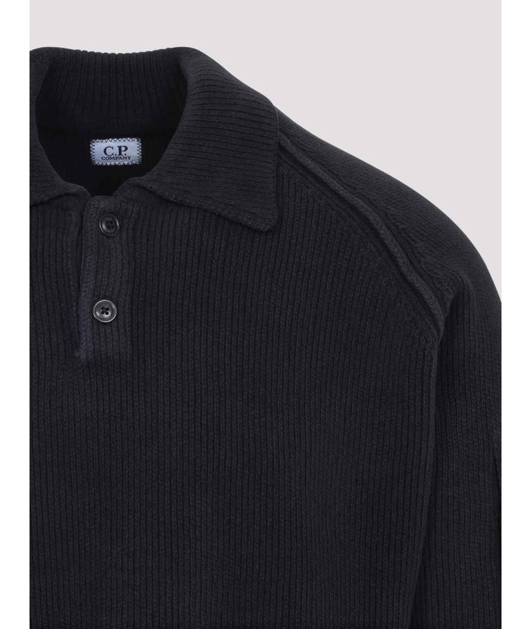 CP COMPANY Черное хлопковое поло с длинным рукавом, фото 3