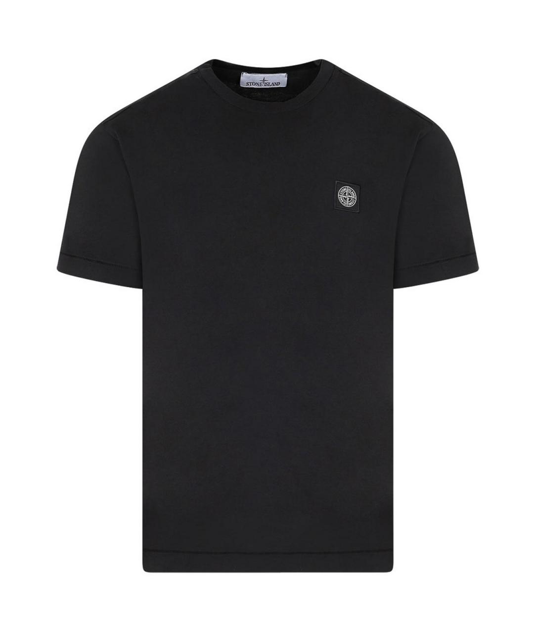 STONE ISLAND Черная хлопковая футболка, фото 1