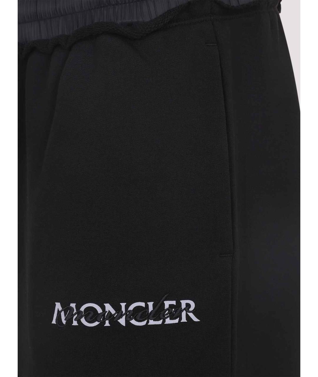 MONCLER Черные хлопковые спортивные брюки и шорты, фото 3
