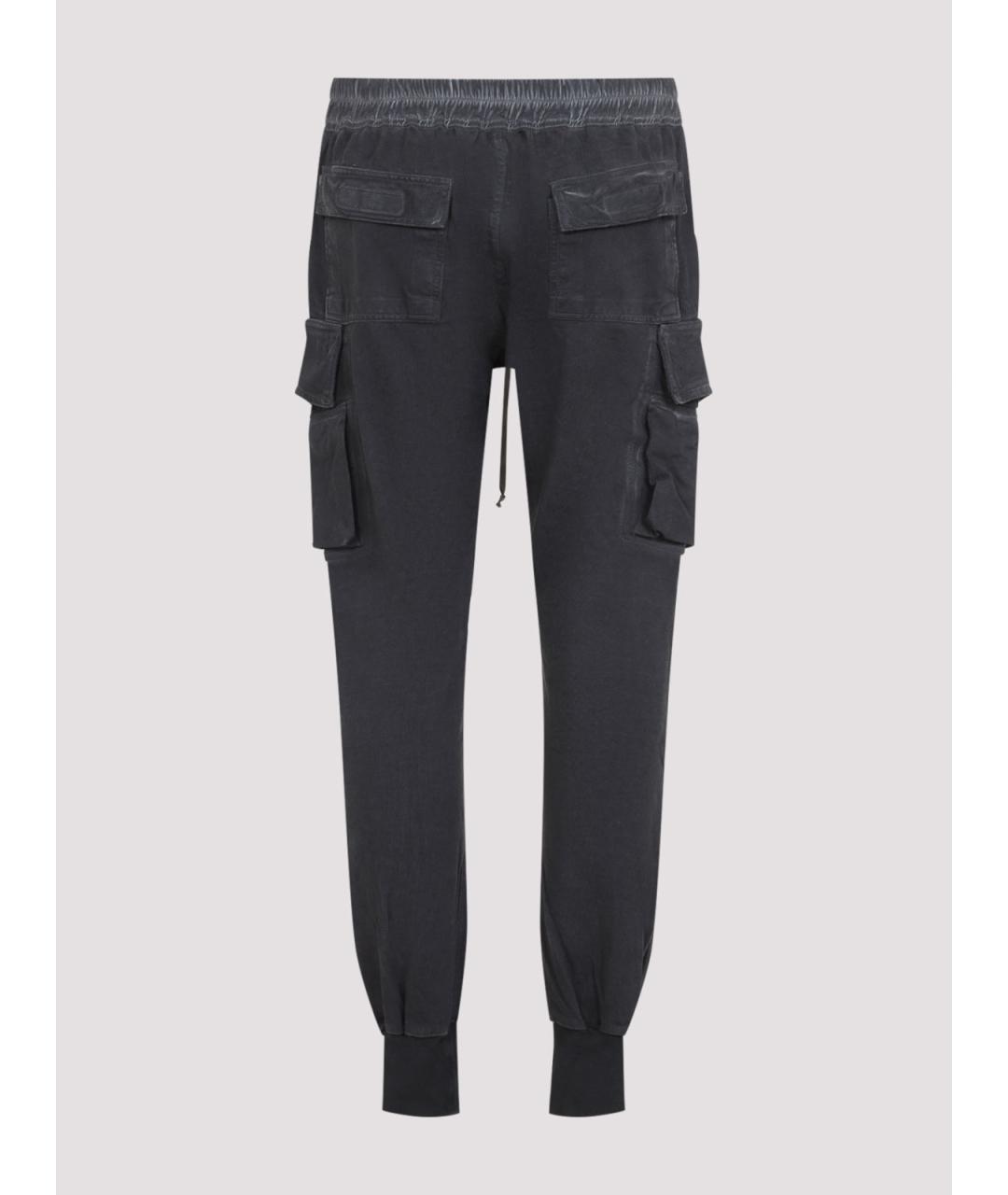 RICK OWENS Черные хлопковые повседневные брюки, фото 2