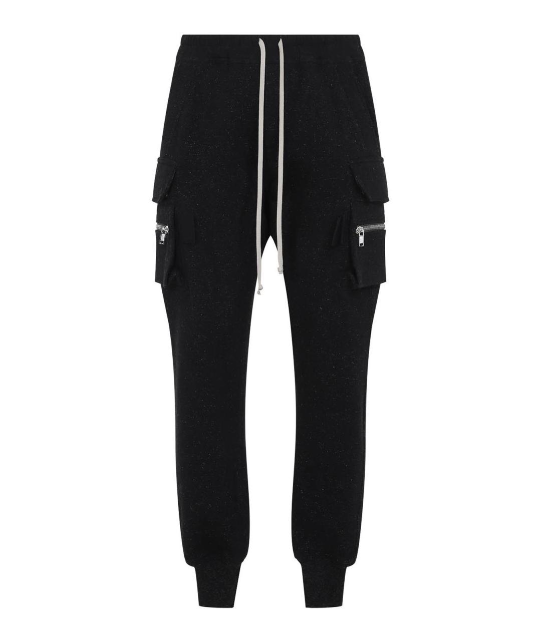 RICK OWENS Черные хлопковые повседневные брюки, фото 1
