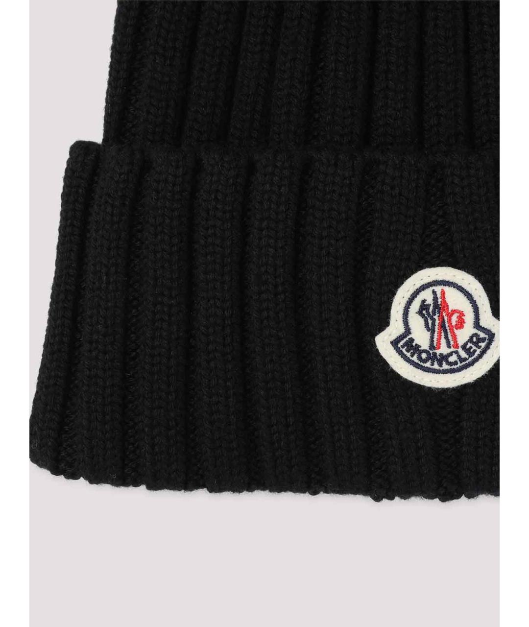 MONCLER Черная шерстяная шапка, фото 2