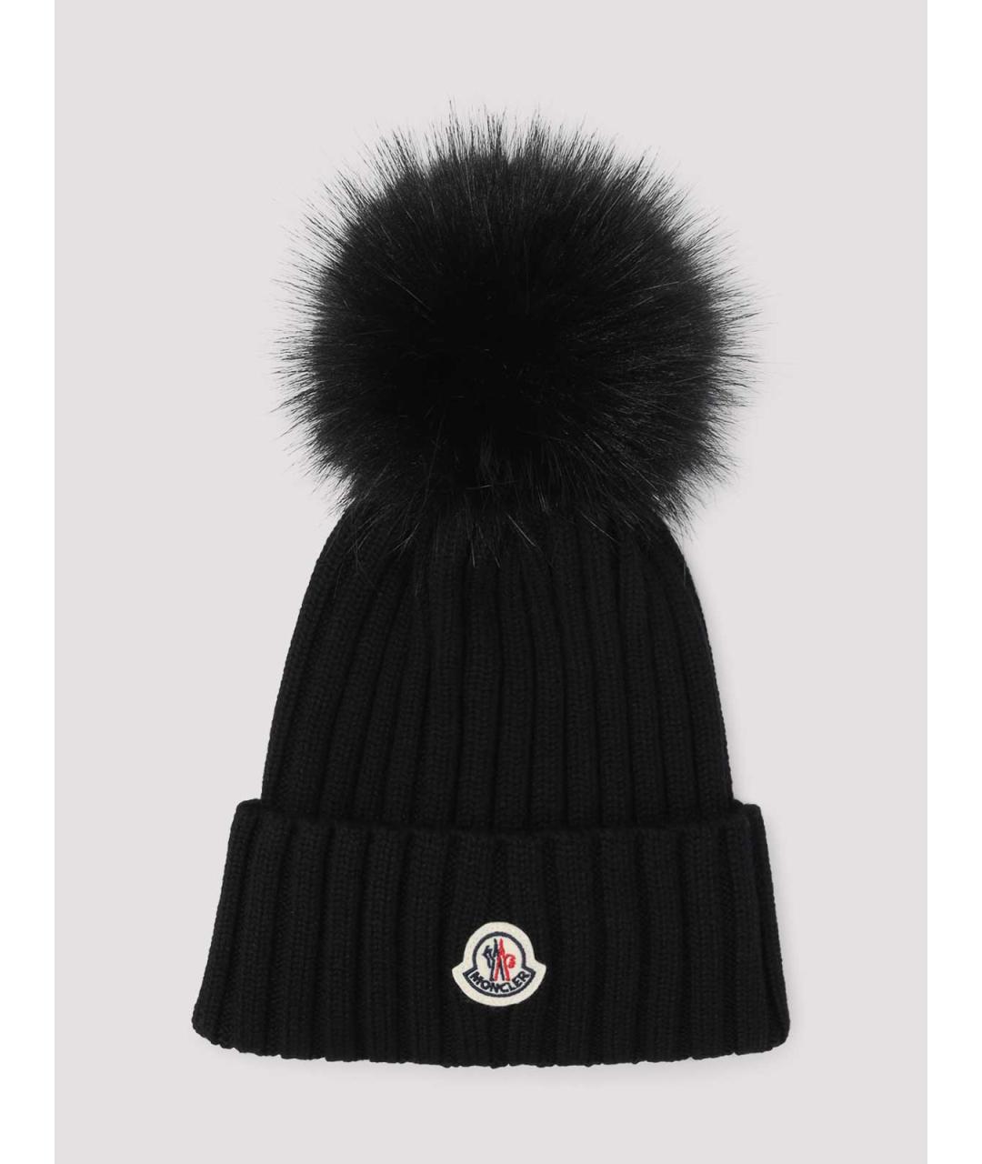 MONCLER Черная шерстяная шапка, фото 3