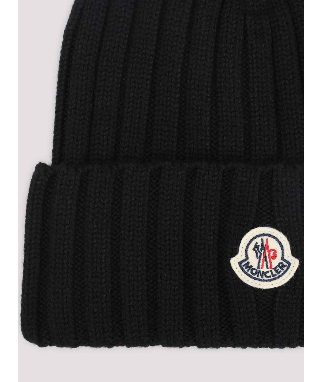 MONCLER Черная шерстяная шапка, фото 2
