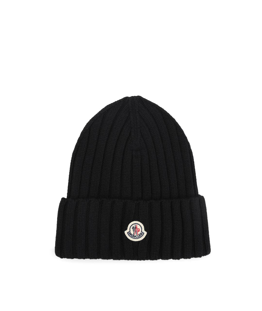 MONCLER Черная шерстяная шапка, фото 1