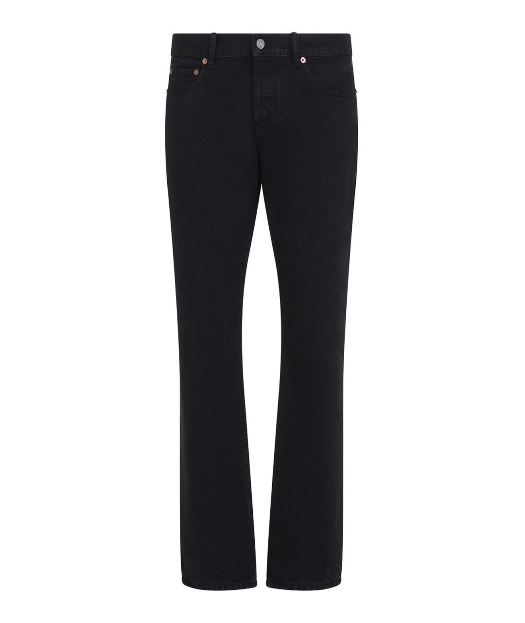 SAINT LAURENT Черные хлопковые прямые джинсы, фото 1