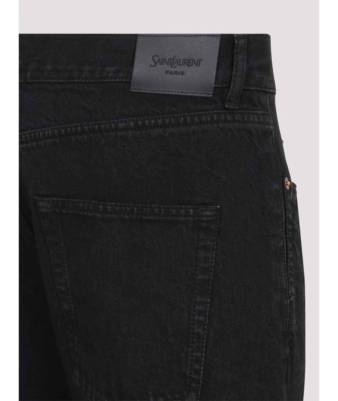 SAINT LAURENT Черные хлопковые прямые джинсы, фото 3