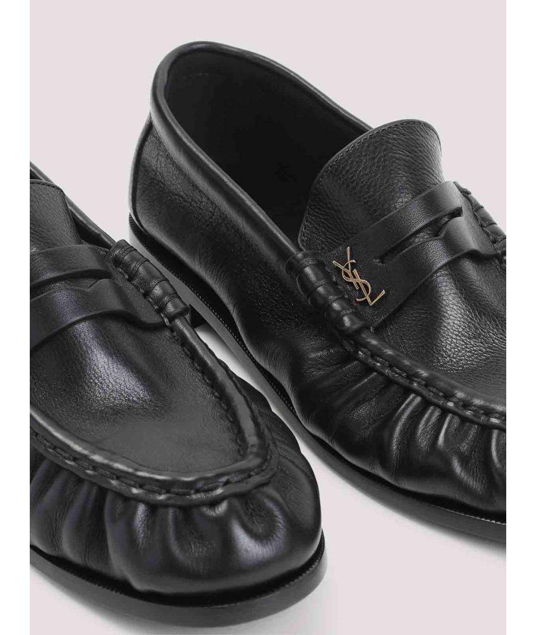 SAINT LAURENT Черные кожаные лоферы, фото 4