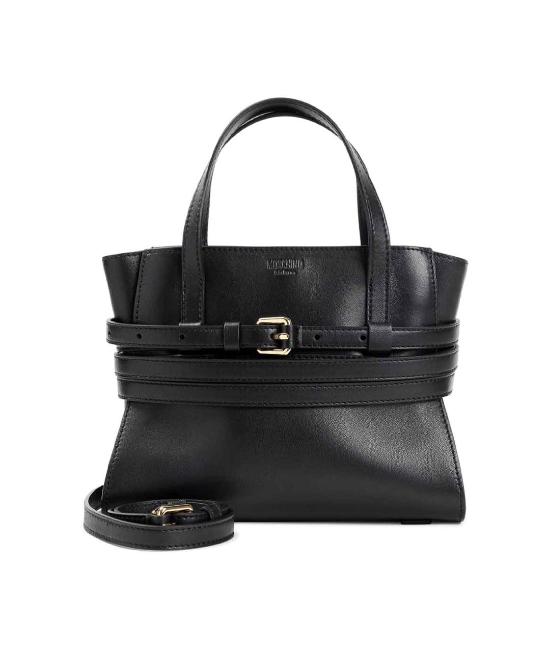 MOSCHINO Черная кожаная сумка с короткими ручками, фото 1