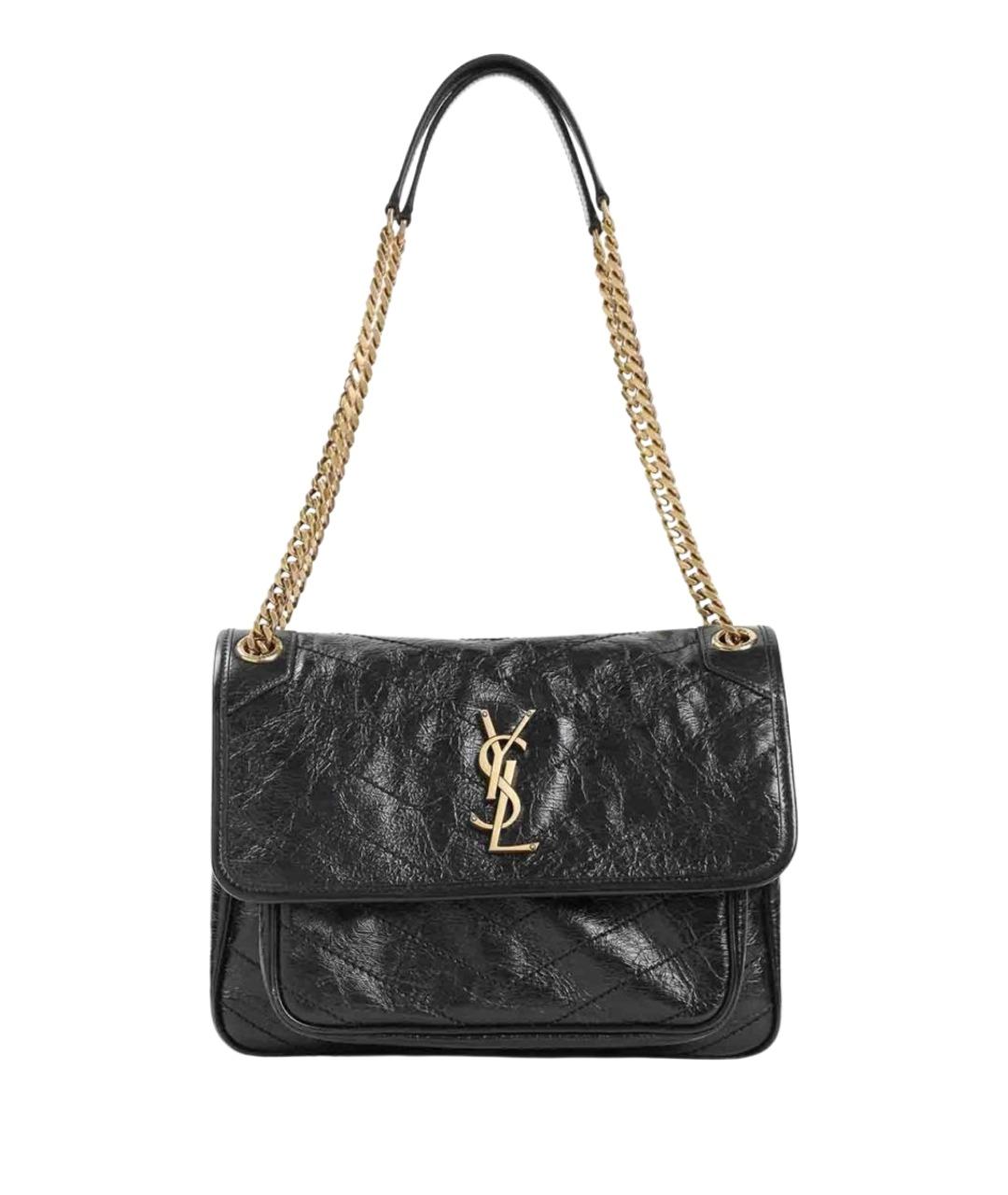 SAINT LAURENT Черная кожаная сумка тоут, фото 1