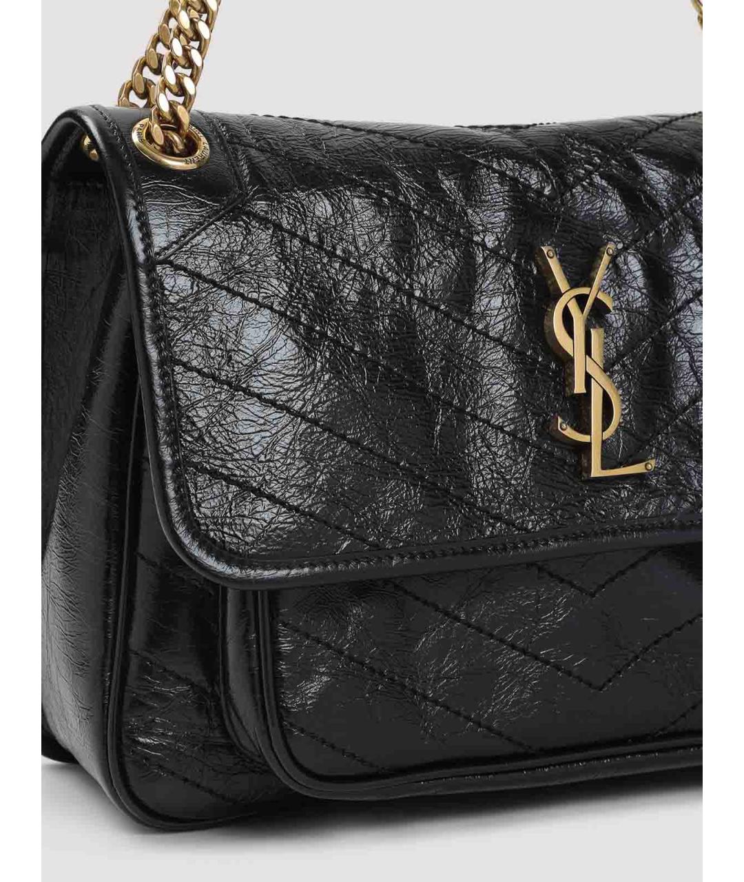 SAINT LAURENT Черная кожаная сумка тоут, фото 3